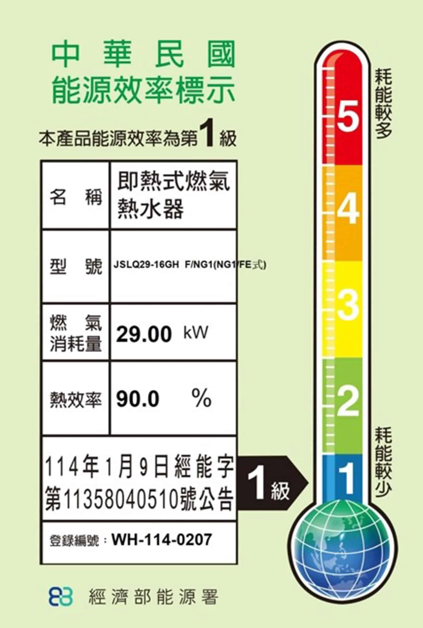 《Haier 海爾》16L  一級能效 冷凝式節能燃氣熱水器-16L(JSLQ 29-16GH FNG1)