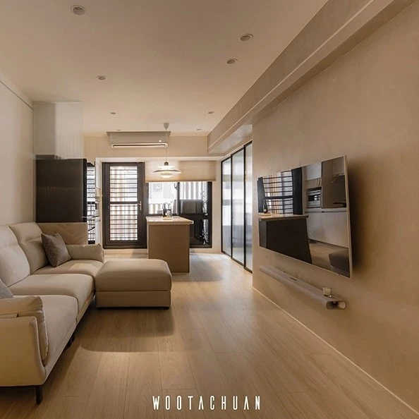 吾他川室內設計－新竹竹北室內設計推薦－拾光居所－拾光的神話進人了午夜的秘境，燈條變換成柔和的暖調