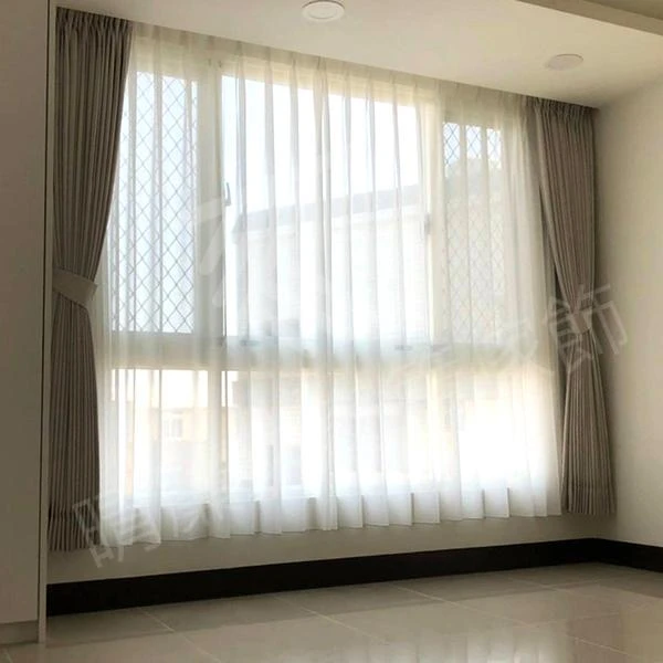 【麻織面雙色遮光布】【仿麻白紗】鹿港透天住宅案