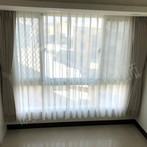 【麻織面雙色遮光布】【仿麻白紗】鹿港透天住宅案