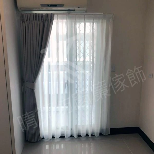 【麻織面雙色遮光布】【仿麻白紗】鹿港透天住宅案