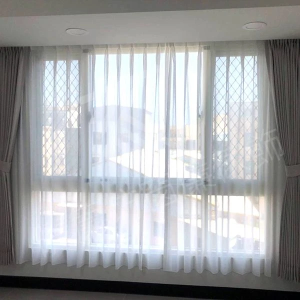 【麻織面雙色遮光布】【仿麻白紗】鹿港透天住宅案