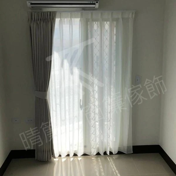 【麻織面雙色遮光布】【仿麻白紗】鹿港透天住宅案