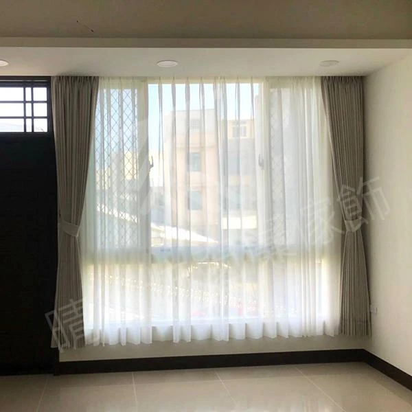 【麻織面雙色遮光布】【仿麻白紗】鹿港透天住宅案