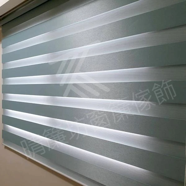 【半遮光窗簾布】【白色條紋窗紗】【方形藝術木軌】【遮調光捲簾】彰化陳先生住宅案