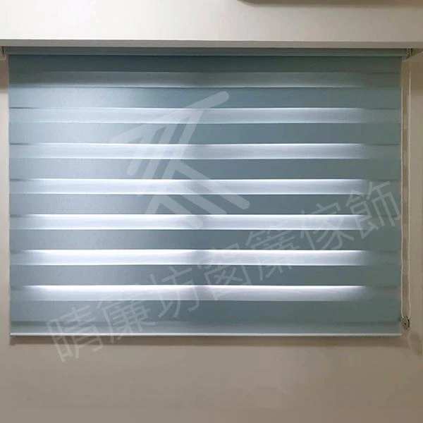 【半遮光窗簾布】【白色條紋窗紗】【方形藝術木軌】【遮調光捲簾】彰化陳先生住宅案