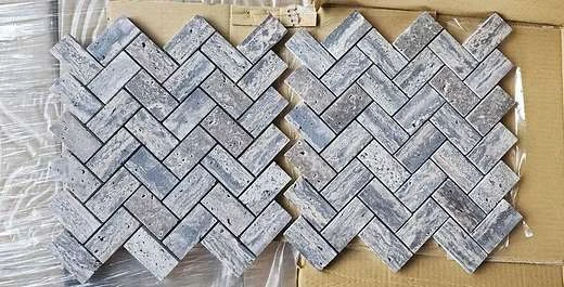 AQ-土耳其灰洞石馬賽克(人字貼)