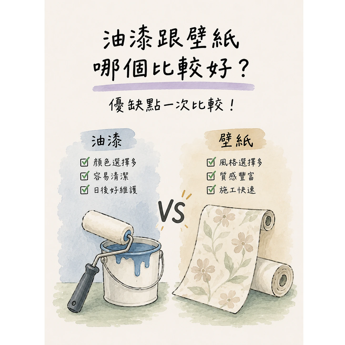 油漆跟壁紙哪個比較好？油漆施工/台北油漆施工