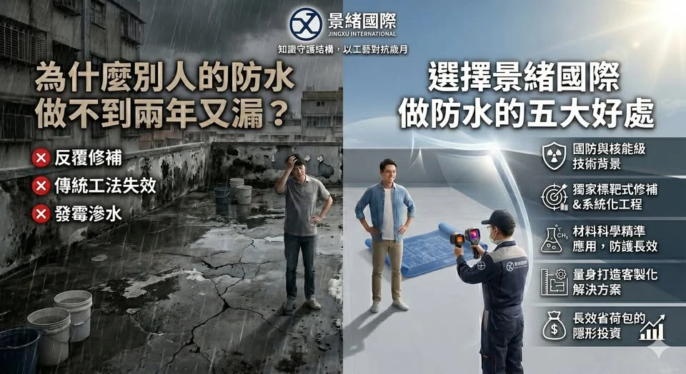 為什麼別人的防水做不到兩年又漏？選擇景緒國際做防水的五大好處！