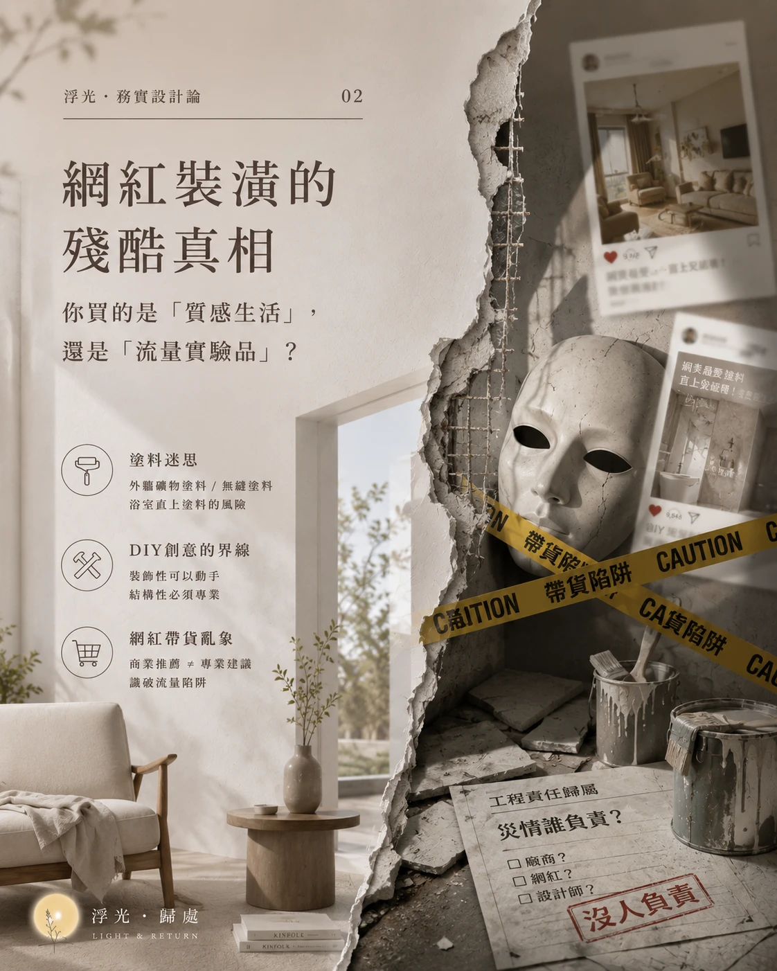【浮光・務實設計論】系列文章02 ：關於網紅設計與建材避坑