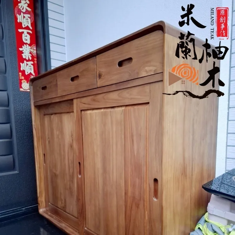 全柚木・手工打造現代風推門鞋櫃