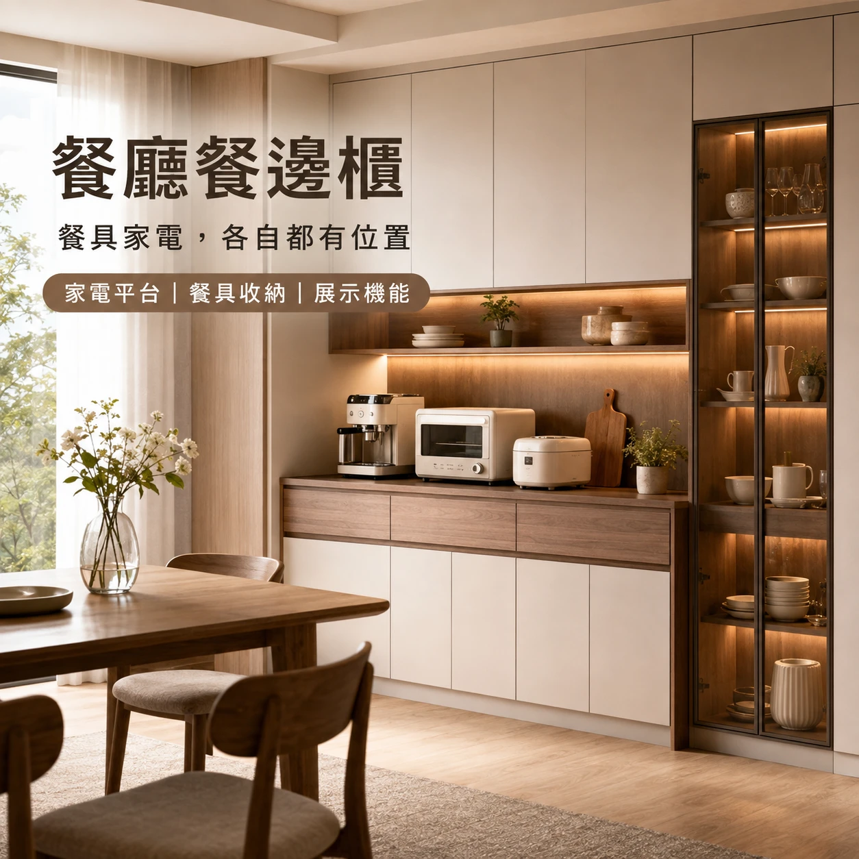 餐廳餐邊櫃｜餐具家電，各自都有位置