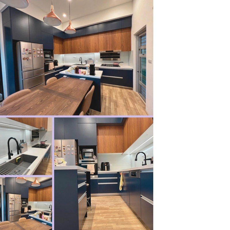 「靜謐藍調下的溫暖廚居」