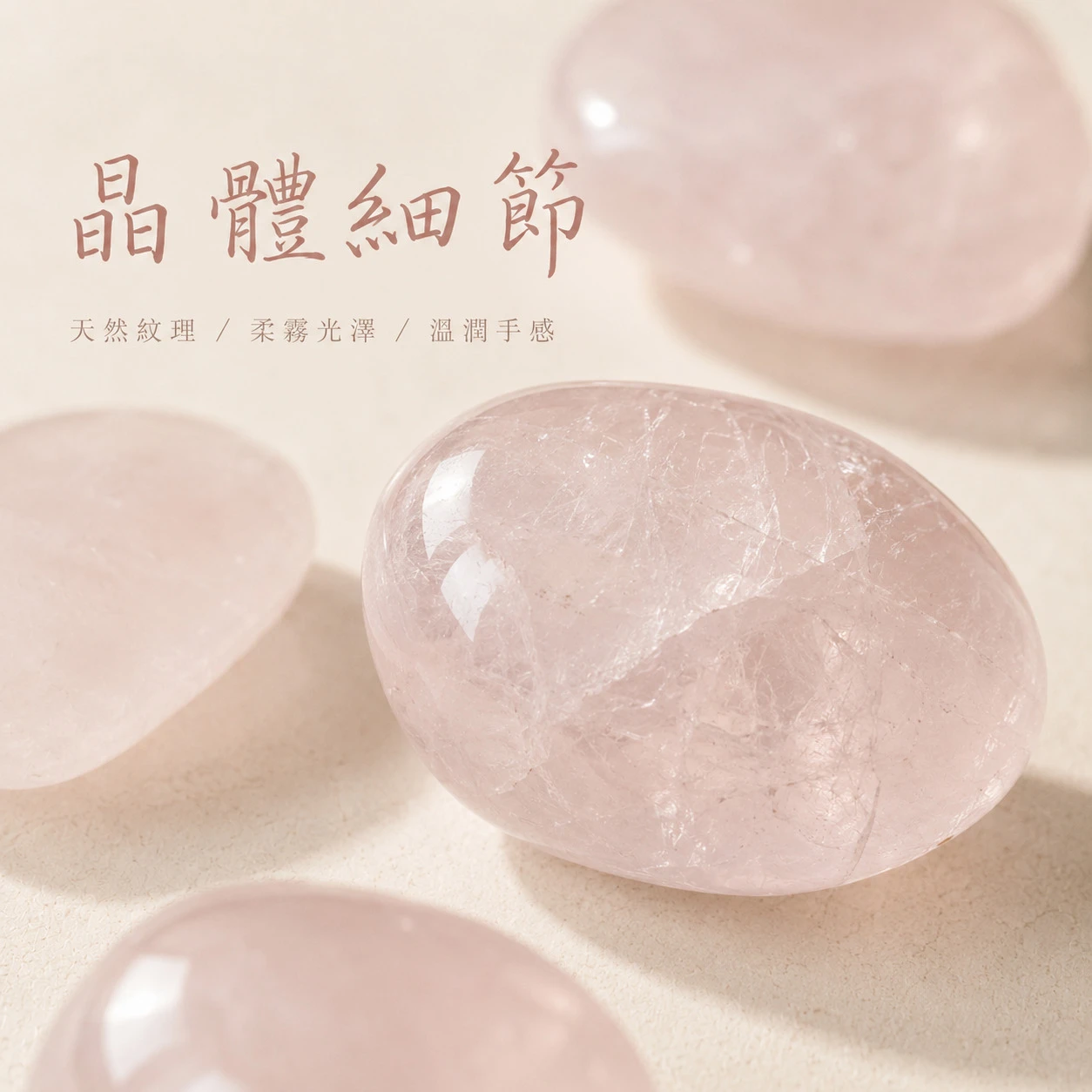 粉水晶滾石