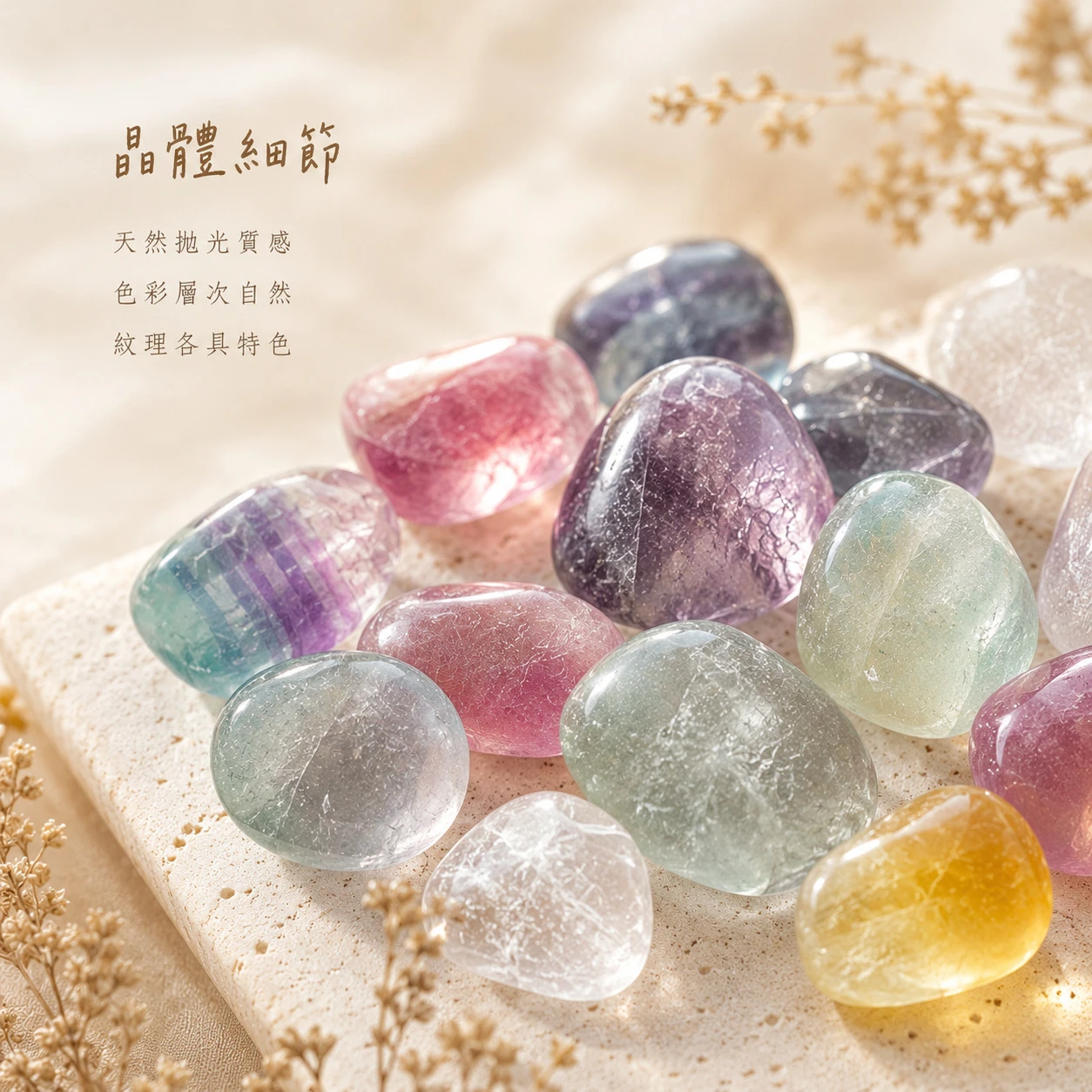 七彩螢石滾石