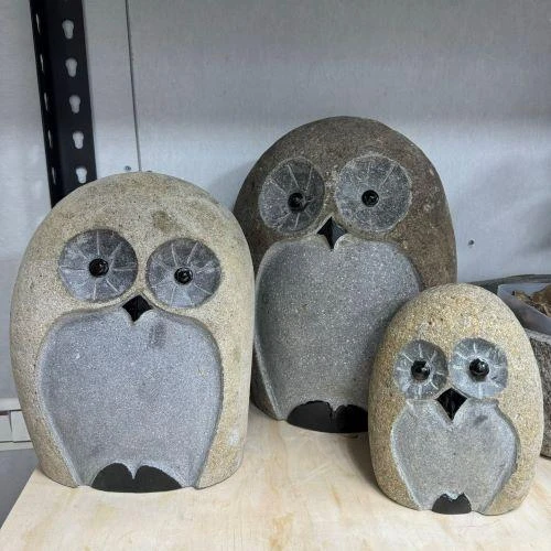 溪石貓頭鷹石雕B