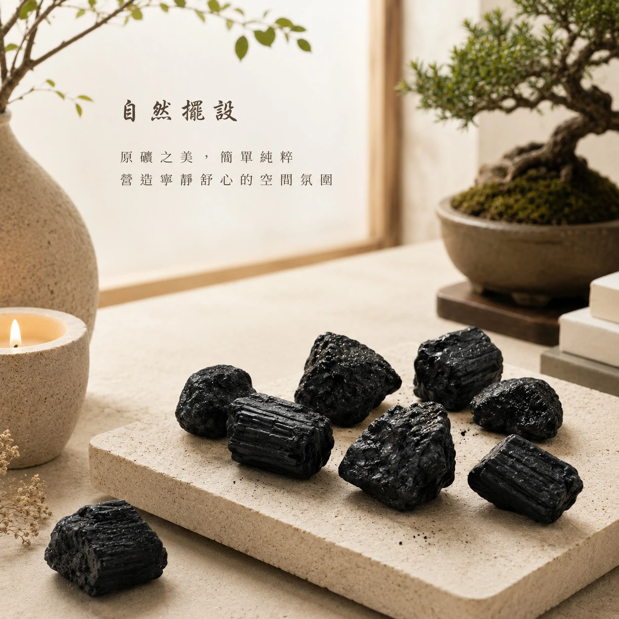 黑碧璽原石