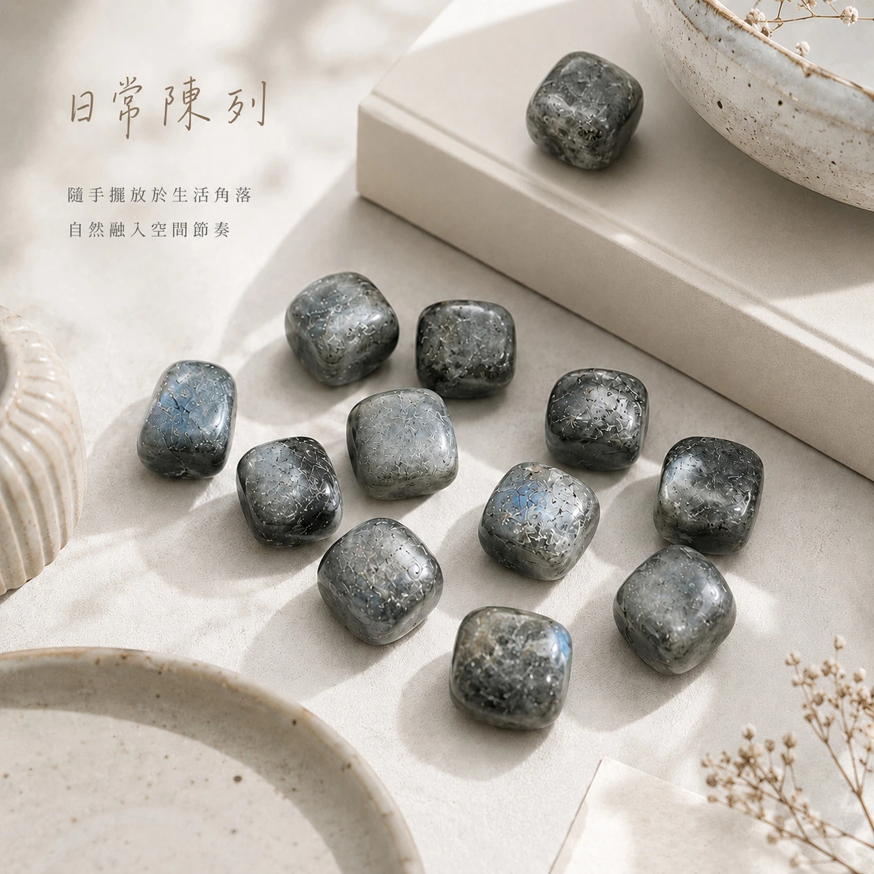 灰拉長石滾石