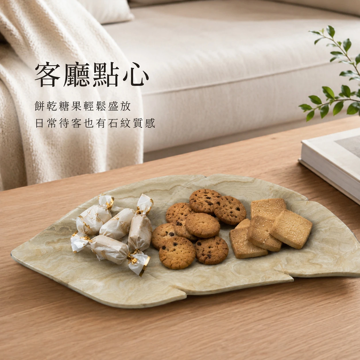 瑪瑙石葉型小石盤A