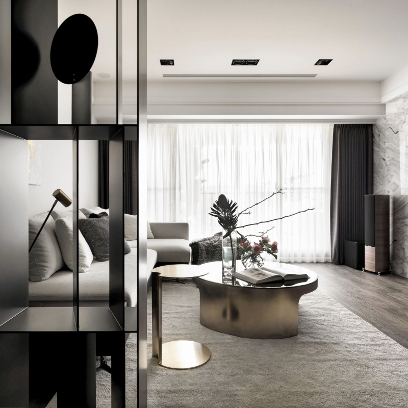 室內設計 | 銀河水都陳宅-<br>新北永和 | 雪梨設計獎 | 法國NDA獎 | 定製家具 |鐵件 |大理石 |銅條