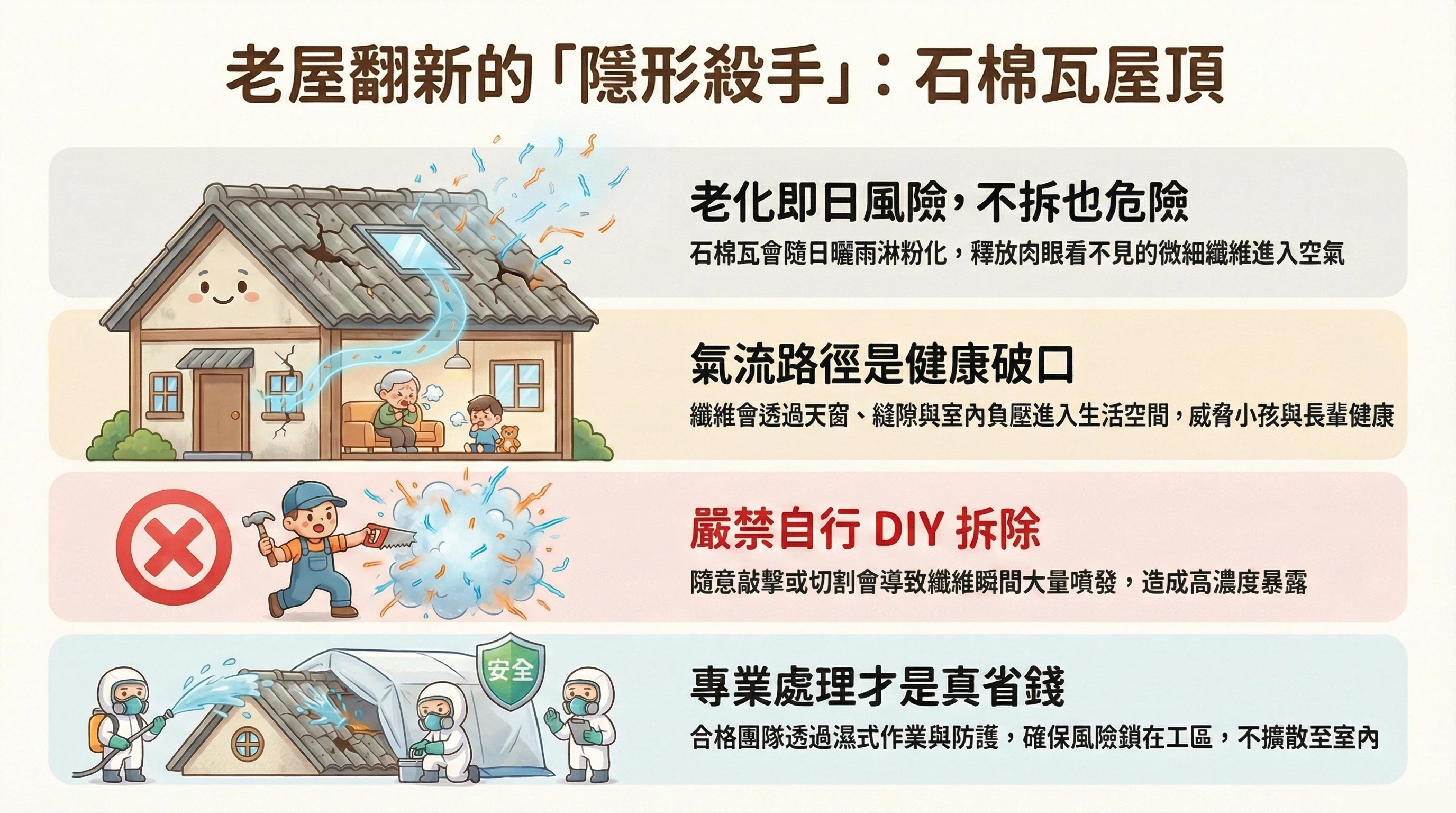 石棉瓦對健康的影響有多大？老屋翻新最容易被忽略的風險