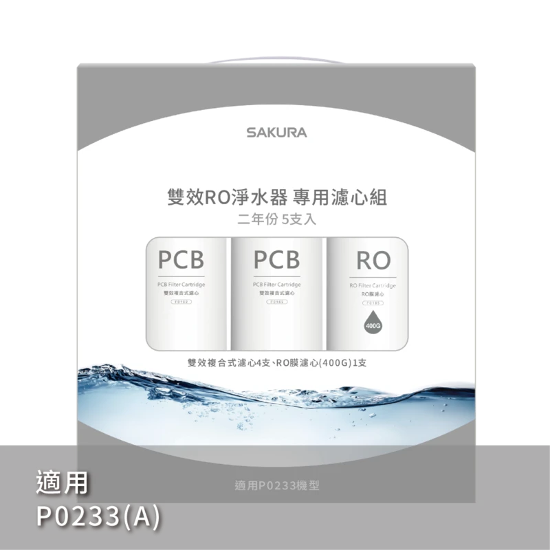 雙效RO淨水器專用濾心5支入(400G二年份) F2195