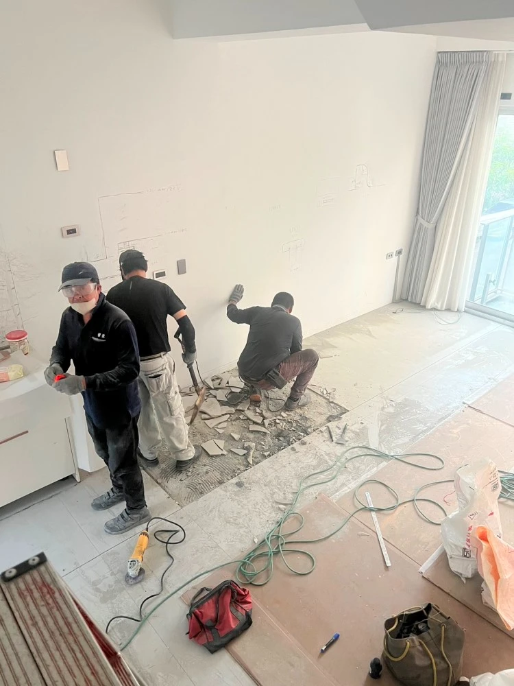 透天住宅局部裝潢.坎燈拆除、局部地面打到見底施工前、中、後